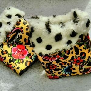 New Iron Fist Lounge Day Wedge Leopard Bootie 8